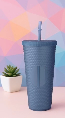 Vaso plástico con tapa y sorbete diamates