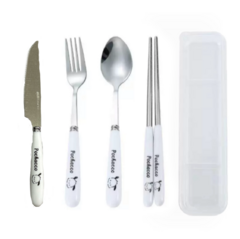 SET DE CUBIERTOS METAL+PLASTICO EN CAJA