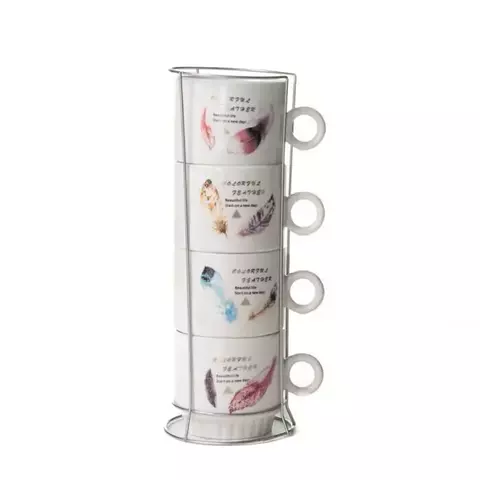 SETX4 POCILLOS CAFÉ APILABLES PLUMAS (4925624) - comprar online
