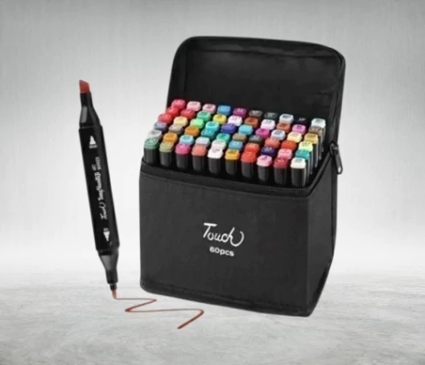 SET X 60 MARCADORES EN ESTUCHE DE TELA 2 PUNTAS - comprar online
