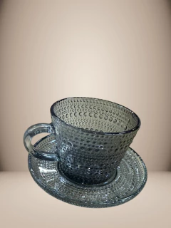 SET DE 6 TAZAS+ 6 PLATOS BURBUJA CARAMEL - Arte y Esencias Mayorista