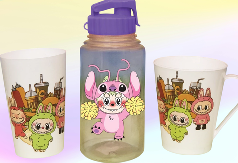 SET DE BOTELLA+VASO+TAZA PERSONAJES - comprar online