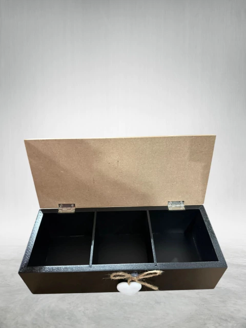 CAJA DE TE 3 ESPACIOS CON TAPA MADERA (106079) - comprar online