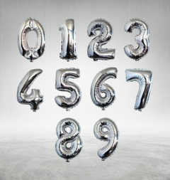 GLOBO NUMEROS PLATA 16" - comprar online