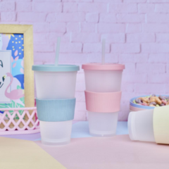 VASO ECO TRASLUCIDO CON TAPA Y SORBETE
