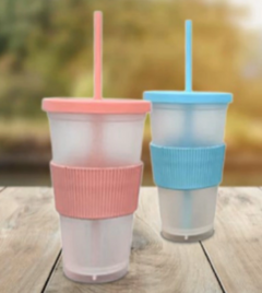 VASO ECO TRASLUCIDO CON TAPA Y SORBETE - Arte y Esencias Mayorista