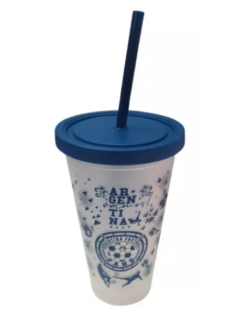 VASOS ARGENTINA CON TAPA Y SORBETE - comprar online