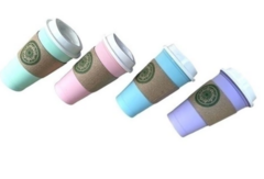 VASO MUG PASTEL FAJA CARTON Y TAPA - Arte y Esencias Mayorista