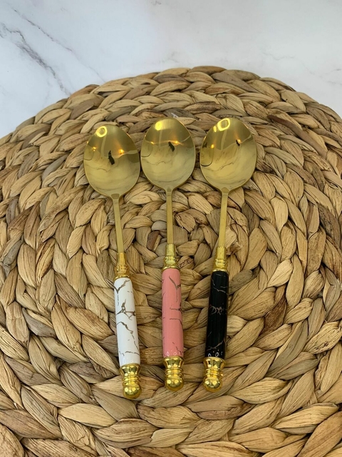 SET X 6 CUCHARA GOLD MARMOL