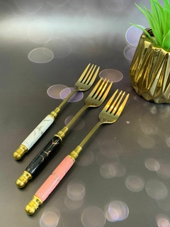 SET X 6 TENEDORES GOLD MARMOL