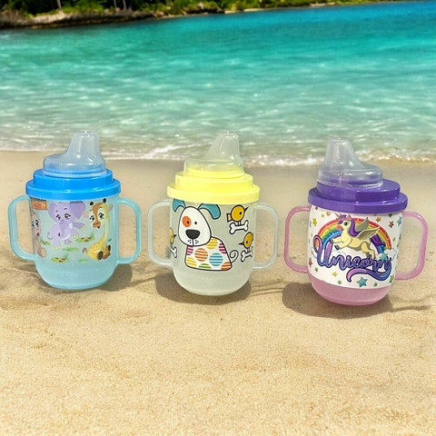 VASO 250CC DOS ASAS INFANTIL CON TAPA Y TETINA