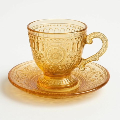SET DE 6 TAZAS+ 6 PLATOS MANDALA CARAMEL(26119) - comprar online
