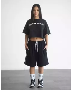 Short Oversize de Algodon ViejaScul Extended Logo Negro en internet