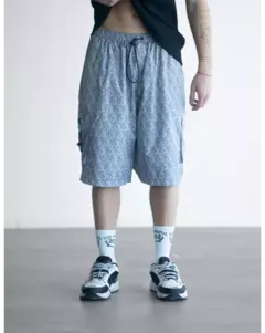Short Cargo Oversize Microfibra Royal Gris - comprar online