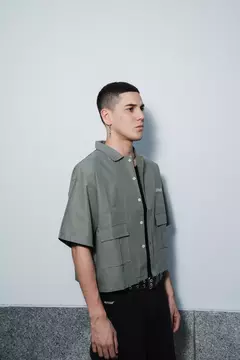 Camisa Boxyfit de Gabardina 25imob Verde - tienda online