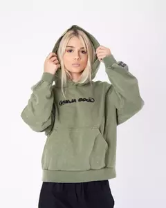 Hoodie Boxyfit Washed Viejascul Extended Logo Verde - tienda online