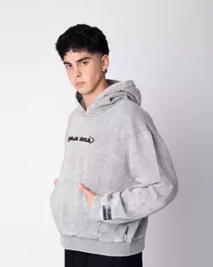 Hoodie Boxyfit Washed Viejascul Extended Logo Gris - tienda online