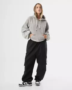 Hoodie Boxy Washed Woman Viejascul Gris - tienda online