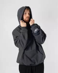 Maxi Hoodie Oversize Viejascul Liso Gris Acero - comprar online
