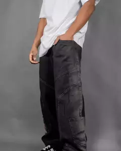 Jean Super Baggy Con Recortes y Bordado HK Fly - SamoaShop