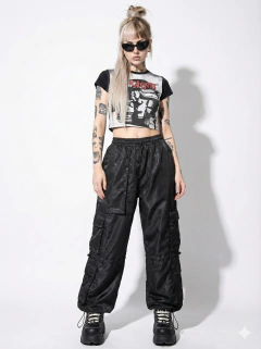 Pantalon Cargo de Microfibra Doble Bass Costuras Negras en internet