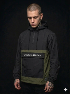Rompevientos Anorak Combinado AllDay Oliva Negro - - comprar online
