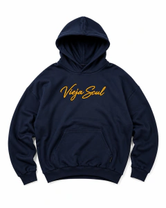 Maxi Hoodie Oversize Viejascul Script Bordado Marino - comprar online