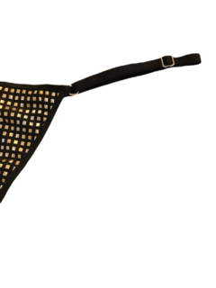 ART. 2049: Tanga de Lycra con detalles en Dorado - Miss Hadas Lenceria XL