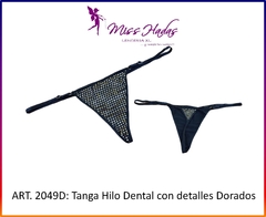 ART. 2049: Tanga de Lycra con detalles en Dorado