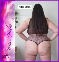 Art.3035: Culotte Less Tiro Alto de Encaje con Lycra Estampado Print con flores