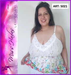 T. 5021: Conjunto Pijamita de camiseta y culotte en modal floreado - comprar online