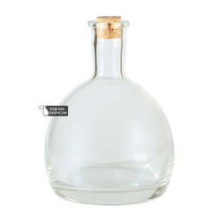 FRASCO VIDRO GARRAFA BUBBLE - TRANSPARENTE - 700ml C/ TAMPA ROLHA - 12cm - SKU 1813 -