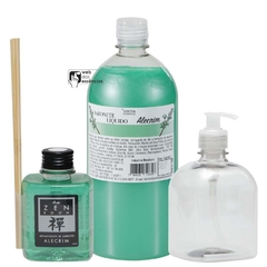kit sabonete liquido e aromatizador Alecrim com frasco pet e válvula sabonete - SKU 1454