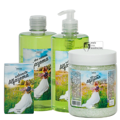 KIT BANHO ALFAZEMA - 1 SABONETE BARRA - 1 SABONETE LIQUIDO - 1 SAIS DE BANHO - 1 DEO COLONIA - SKU 1490