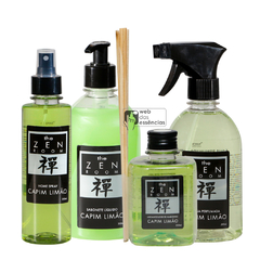 KIT ZEN ROOM CAPIM LIMÃO - 1 HOME SPRAY - 1 AROMATIZADOR - 1 AGUA PERFUMADA - 1 SABONETE LIQUIDO - SKU 1483