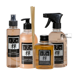 KIT ZEN ROM CRAVO E CANELA - 1 HOME SPRAY - 1 AROMATIZADOR - 1 SABONETE LIQUIDO - 1 AGUA PERFUMADA - SKU 1484