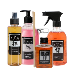 KIT ZEN ROOM FRUTAS - 1 HOME SPRAY - 1 AROMATIZADOR - 1 AGUA PERFUMADA - 1 SABONETE LIQUIDO - SKU 1482
