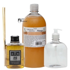 kit sabonete liquido e aromatizador Pitanga com frasco pet de 500 ml e válvula sabonete - SKU 1464
