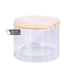 PORTA VELAS - REDONDO COM TAMPA MADEIRA - 11X8 - SKU 1766 -