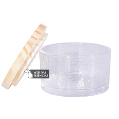 PORTA VELAS DETALHADO - REDONDO COM TAMPA MADEIRA - 8.5X5 - SKU 1768 - - comprar online