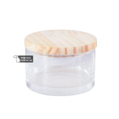 PORTA VELAS - REDONDO COM TAMPA MADEIRA - 8.5x5 - SKU 1767