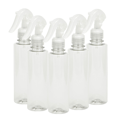 Kit Borrifador - 5 frascos pet reto alto + válvulas mini gatilho - Transparente - SKU 1683 -