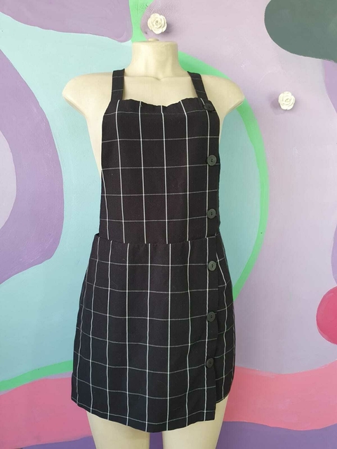 Jardineira Xadrez Blue Steel