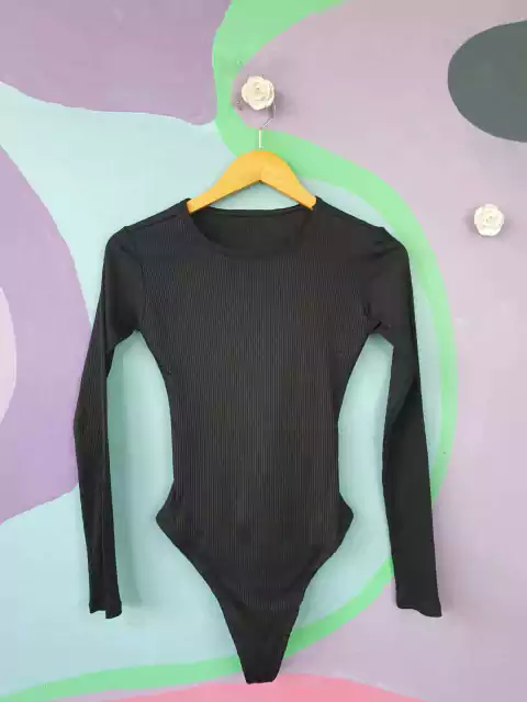 Body Preto Ribana Canelada