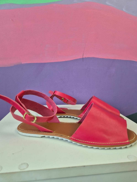 Sandália Flat Couro Rosa