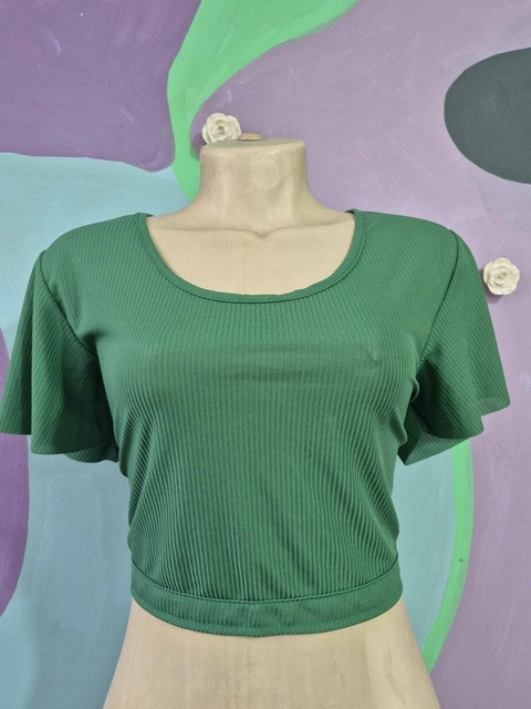 Blusa Croppe Canelado Verde