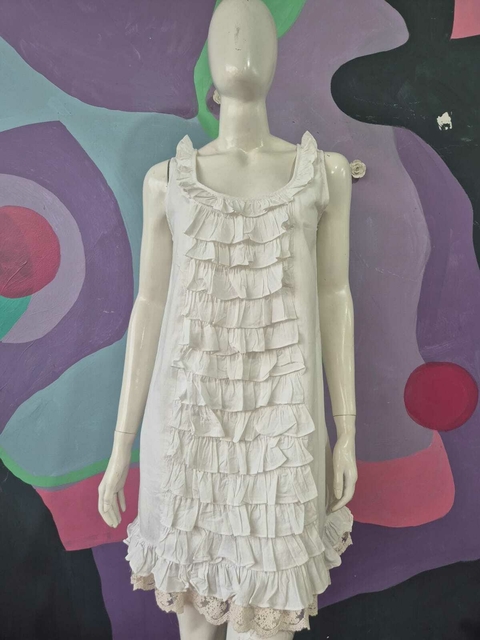 Vestido Babados Talita Kume Branco - comprar online