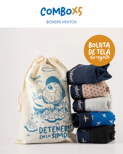 Combo Cinco Bóxers Mixtos - comprar online