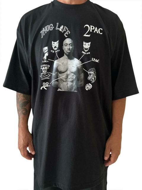 Camiseta rap power oversized tupac tattoo - comprar online