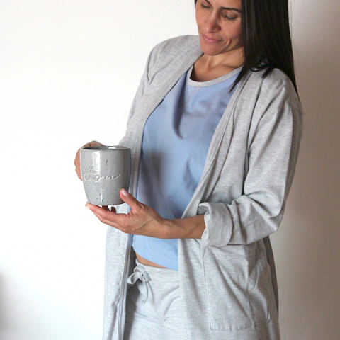 Bata Mujer Gris Melange (Jersey 100% algodón)